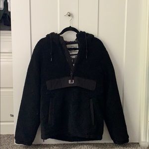 black levi’s sherpa, quarter zip